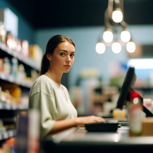 A woman without a bra in a public setting with flashing tits.